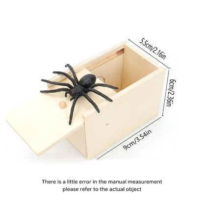 Simulation Spider With Wooden Box Kids Favors Tricky Prank Joke Toy.