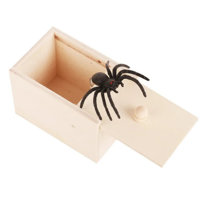 Simulation Spider With Wooden Box Kids Favors Tricky Prank Joke Toy.