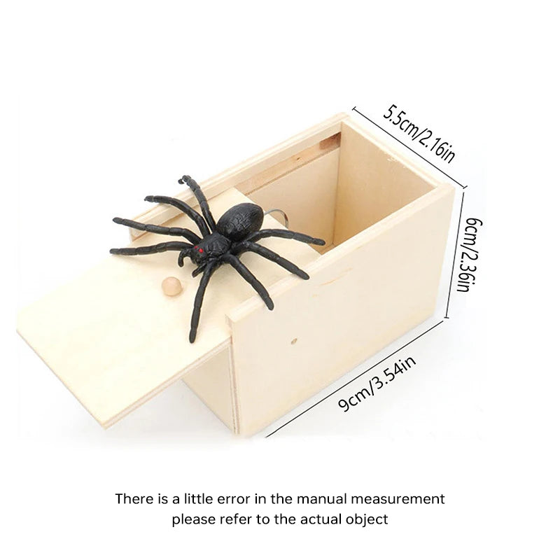Simulation Spider With Wooden Box Kids Favors Tricky Prank Joke Toy.