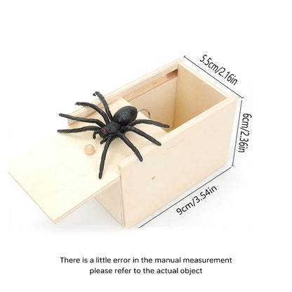 Simulation Spider With Wooden Box Kids Favors Tricky Prank Joke Toy.