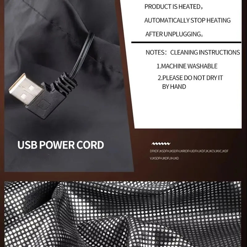 9 Heated Vest Zones Electric Heated Jackets Men Women Sportswear Heated Coat Graphene Heat USB.
